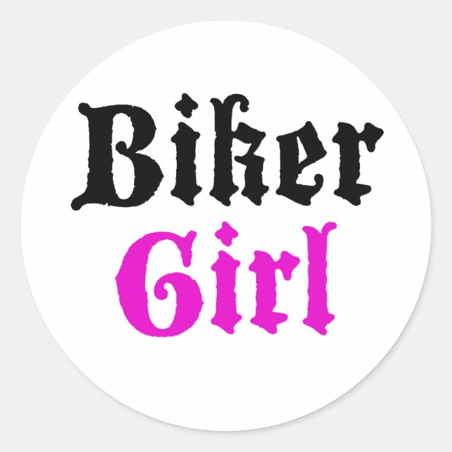 Biker Girl Runder Aufkleber (Vorderseite)