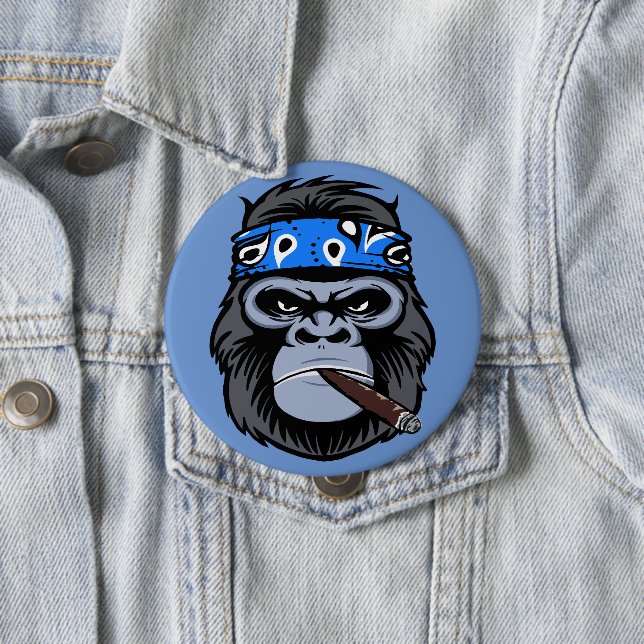 Biker Gorilla Apollo rauchen Zigarrenart Button (Beispiel)
