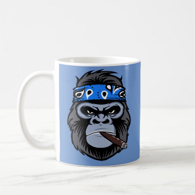 Biker Gorilla rauchen Zigarrenart Kaffeetasse (Links)