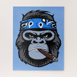 Biker Gorilla rauchen Zigarrenart Puzzle