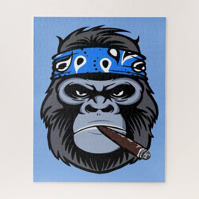 Biker Gorilla rauchen Zigarrenart Puzzle (Vertikal)