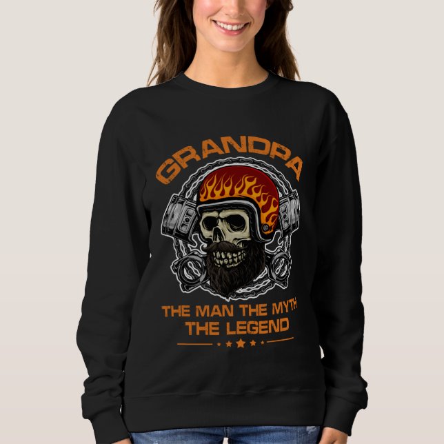 Biker Grandpa Distressed The Myth Motorcycle Quote Sweatshirt (Vorderseite)