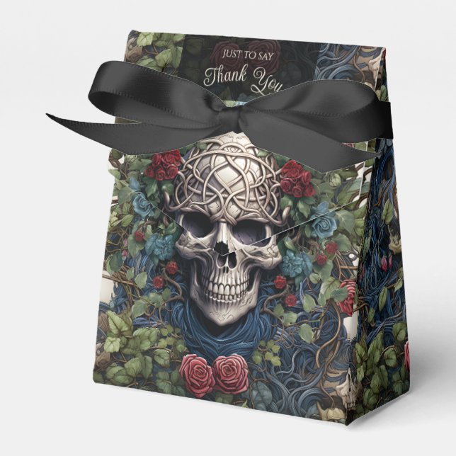 Biker-Hochzeit von Gothic Cream and Red Skulls Ros Geschenkschachtel (Vorderseite)