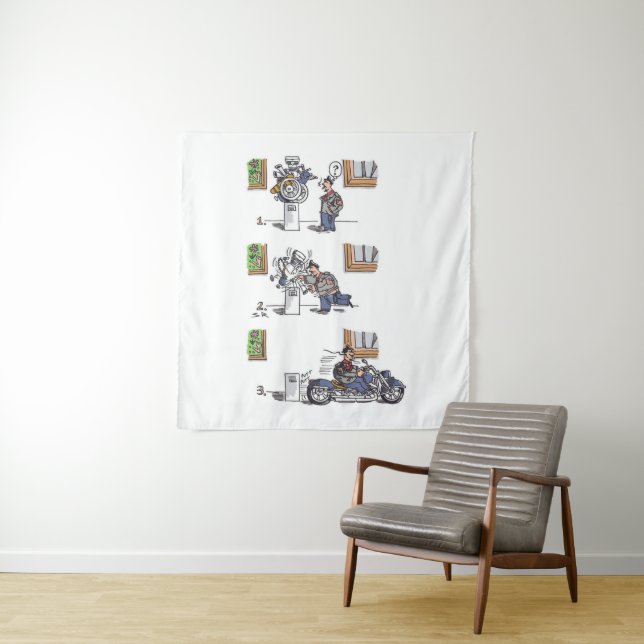 Biker im Museum Wandteppich (Beispiel)