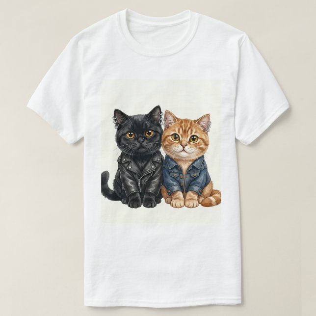 Biker-Katzen T-Shirt (Design vorne)