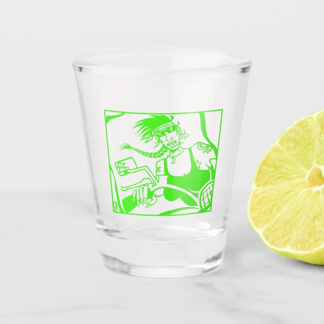 Biker-Kick-Grün-Glas Schnapsglas (Vorderseite)