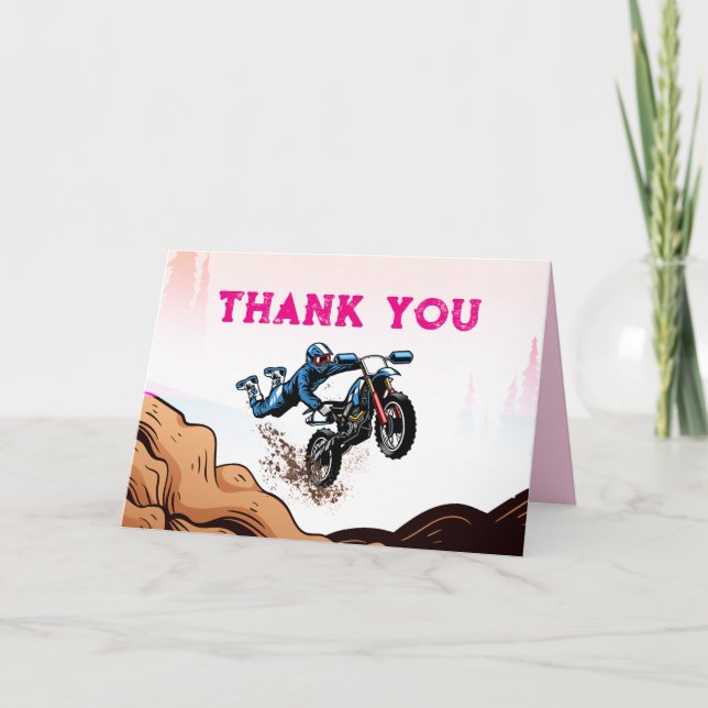 Biker Kid Dirt Stunt Bike Geburtstag Danke Karte (Vorderseite)