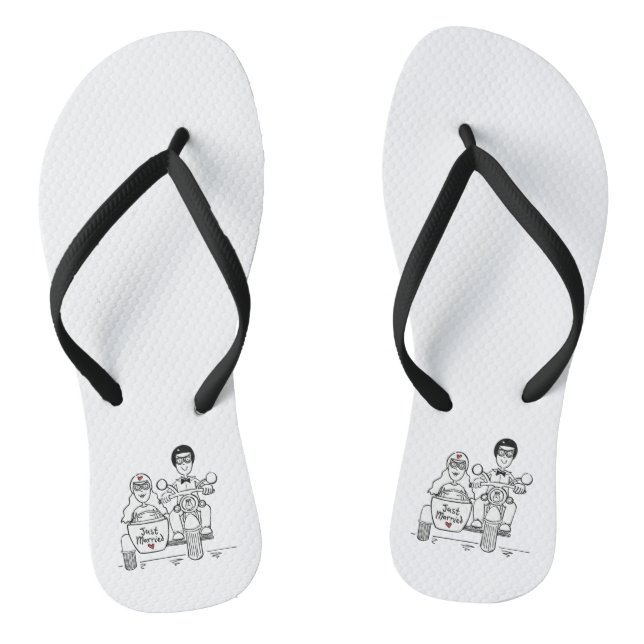 Biker Motorbike + Sidecar Wedding Flip Flops (Fußbett)