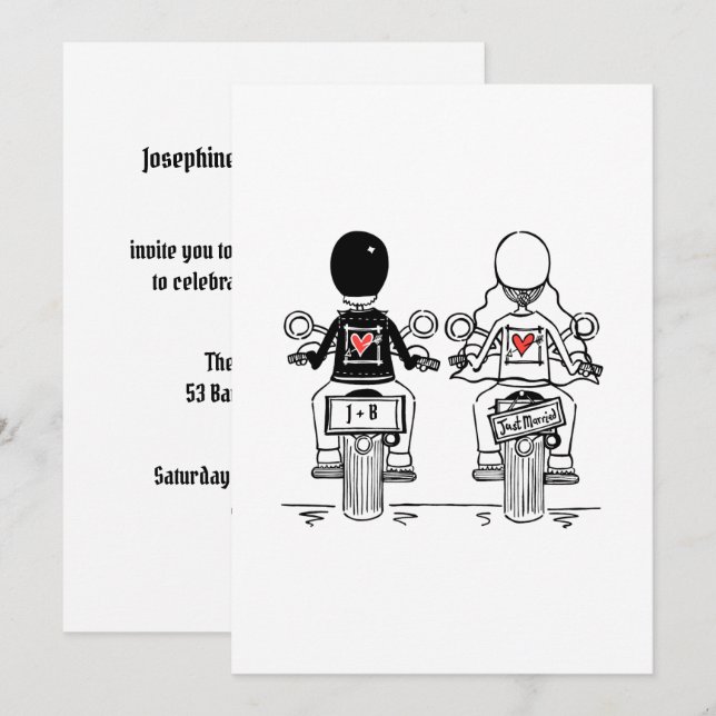 Biker Motorcycle Wedding Evening Reception Einladung (Vorne/Hinten)