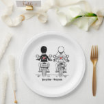 Biker Motorcycle Wedding  Pappteller<br><div class="desc">These wonderful paper plates would be perfect for a couple having a biker motorcycle themed wedding.
Wording can be edited if you would prefer different wording and also the font style can be changed too from the many different fonts available on Zazzle.</div>