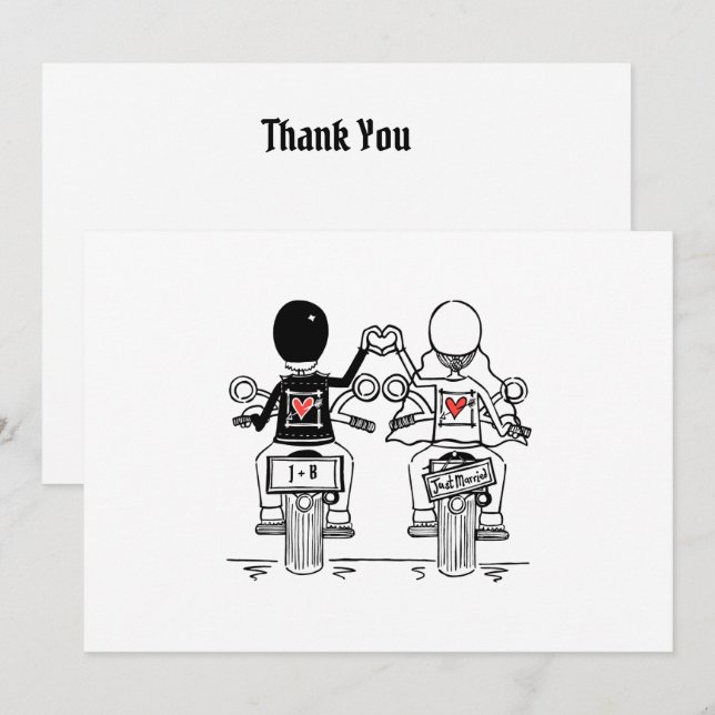 Biker-Motorrad-Hochzeit Dankeskarte (Vorne/Hinten)