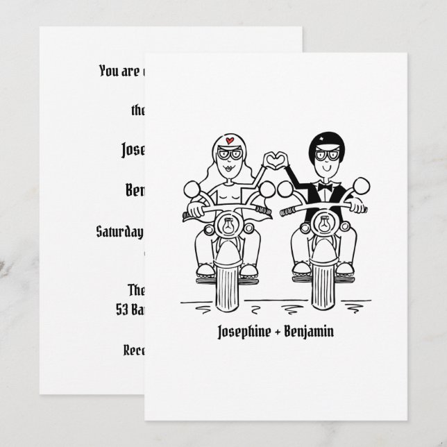 Biker-Motorrad-Hochzeit Einladung (Vorne/Hinten)