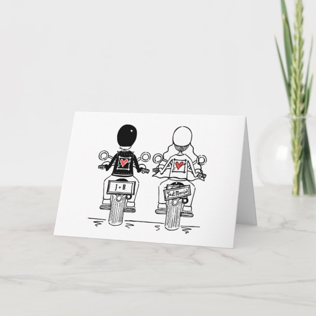 Biker-Motorrad-Hochzeit Karte (Vorderseite)