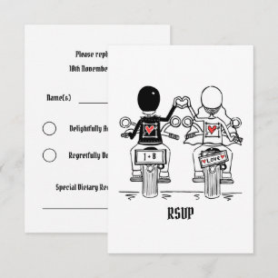Biker-Motorrad-Hochzeit RSVP an Einladung