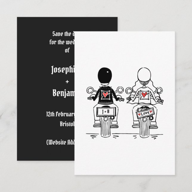 Biker-Motorrad-Hochzeit  Save The Date (Vorne/Hinten)