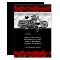Biker Motorrad & Rote Rosen Danke Karte