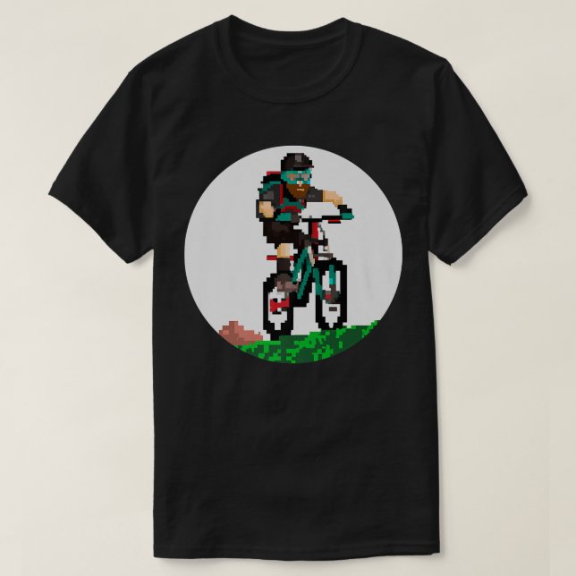 Biker Mountainbiker Pixel Art Retro Gaming Style 2 T-Shirt (Design vorne)