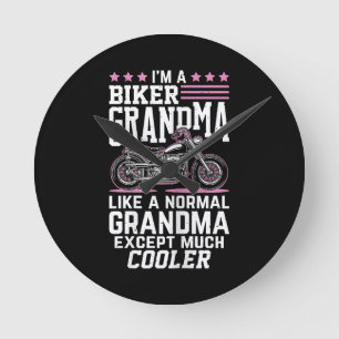Biker Oma - Motorrad Oma Biker Oma Runde Wanduhr