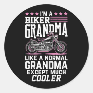Biker Oma - Motorrad Oma Biker Oma Runder Aufkleber