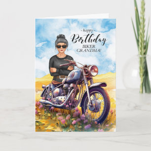Biker Oma Motorrad Wildblume Geburtstag Karte