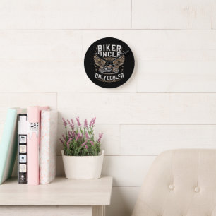 Biker Onkel Motorrad Vatertag Runde Wanduhr