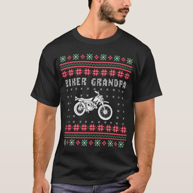 Biker Opa Motorrad Ugi Weihnachtssüßer T-Shirt (Vorderseite)
