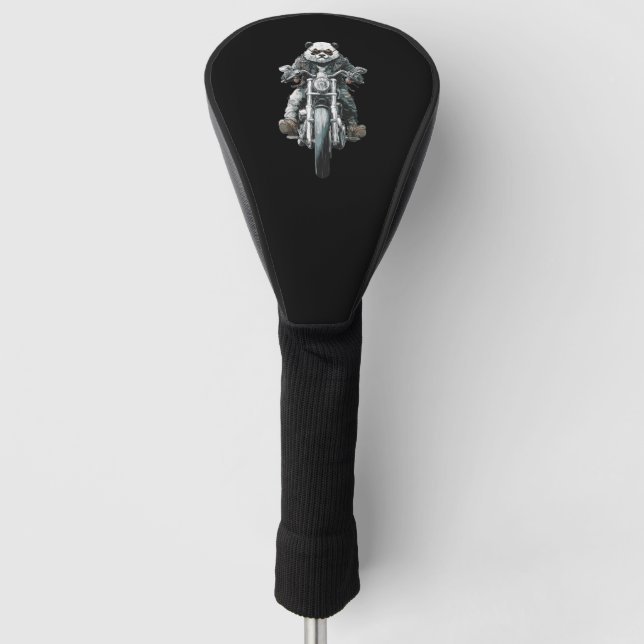 Biker Panda Golf Headcover (Vorderseite)
