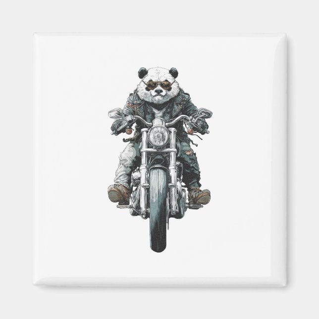 Biker Panda Magnet (Vorne)