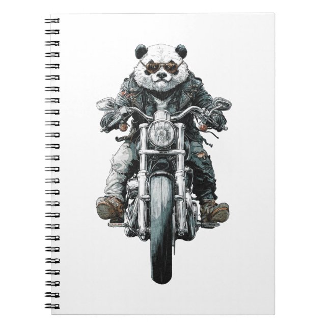 Biker Panda Notizblock (Vorderseite)