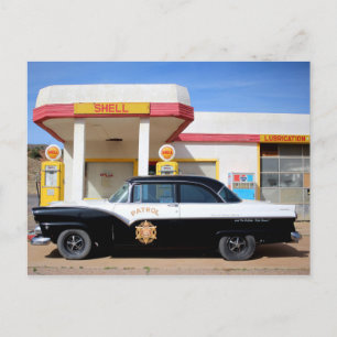 Biker Patrol Classic Auto Service Station Postkarte