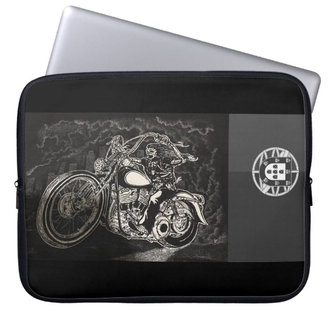 Biker Portugiesische Kunst Laptopschutzhülle (Vorderseite)