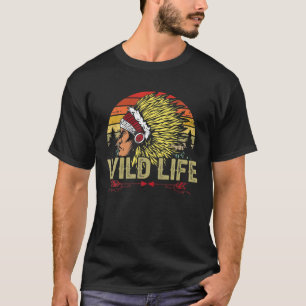 Biker s for Men Indian Native American Skull Wild T-Shirt