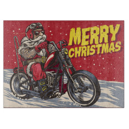 Biker Santa Christmas Cutting Board Schneidebrett