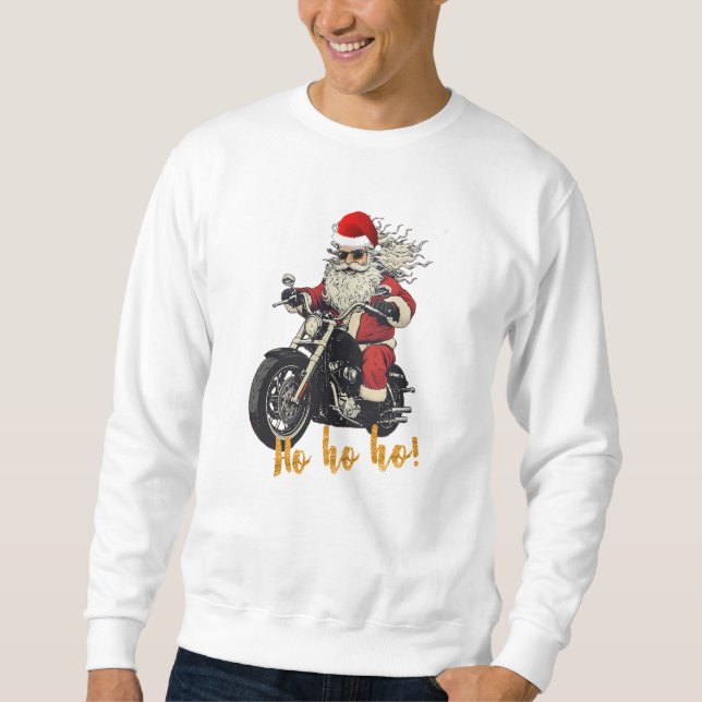 Biker Santa Christmas Sweatshirt (Vorderseite)