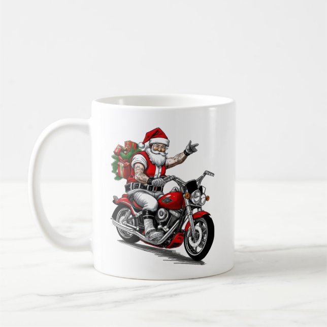 Biker Santa Claus Kaffeetasse (Links)