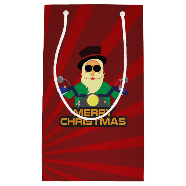 Biker Santa Gift Bag Kleine Geschenktüte (Vorderseite)