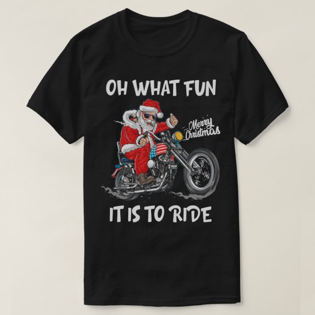 Biker Santa Motorcycle Fan Frohe Weihnachten Weihn T-Shirt (Design vorne)