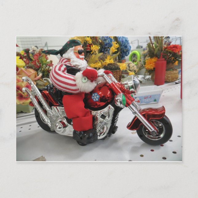Biker Santa Postkarte (Vorderseite)