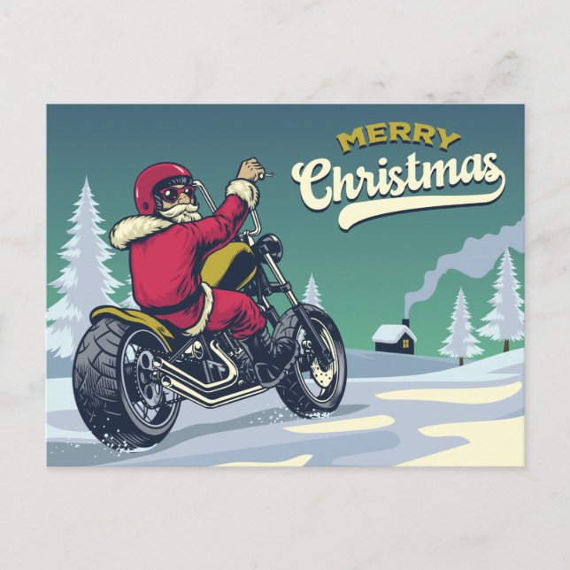 Biker Santa Postkarte (Vorderseite)