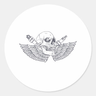 Biker Schädelhütte Helm Tattoo Cooles Bike Runder Aufkleber