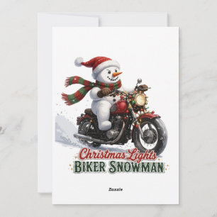 Biker-Schneemann-Weihnachtsbeleuchtung Feiertagskarte