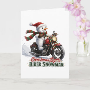 Biker-Schneemann-Weihnachtsbeleuchtung Karte