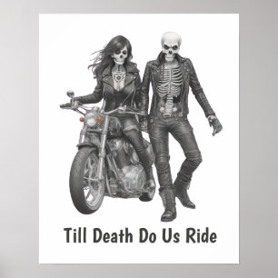 Biker Skeleton Couple Poster