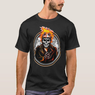 Biker Skeleton Feuer Flammen Motorradfahrer T-Shirt