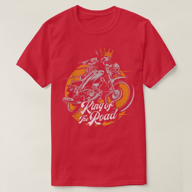 Biker Skeleton King Motorradfahrer Geschenk T-Shirt (Design vorne)