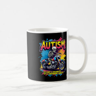 Biker-Skelett fährt Motorrad-Puzzle Autismus-Bewus Kaffeetasse