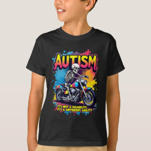 Biker Skeletter Motorrad Puzzle Autism Awa T-Shirt