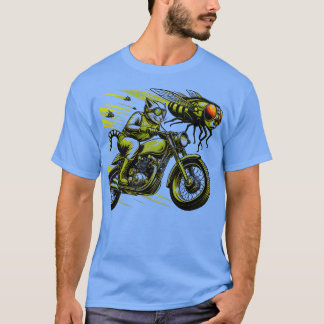 Biker Tabby Katze fährt Chopper Motorrad Zikaden T-Shirt