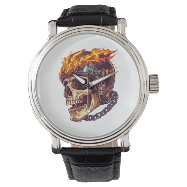 Biker-Totenkopf-Sense Armbanduhr (Vorderseite)