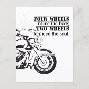 Biker Two Wheels Move The Soul Spruch Postkarte